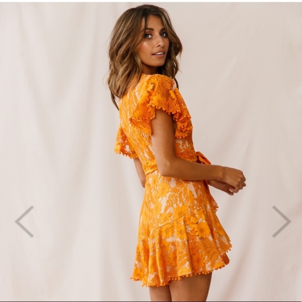 Selfie Leslie Cami Angel Sleeve Faux Wrap Dress